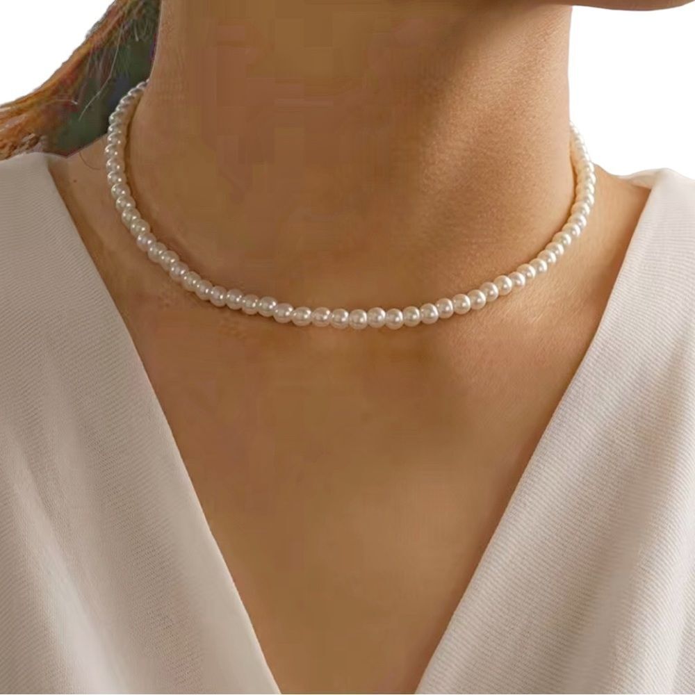 Versatile Pearl Necklace Single LayerClavicle Gold Chain